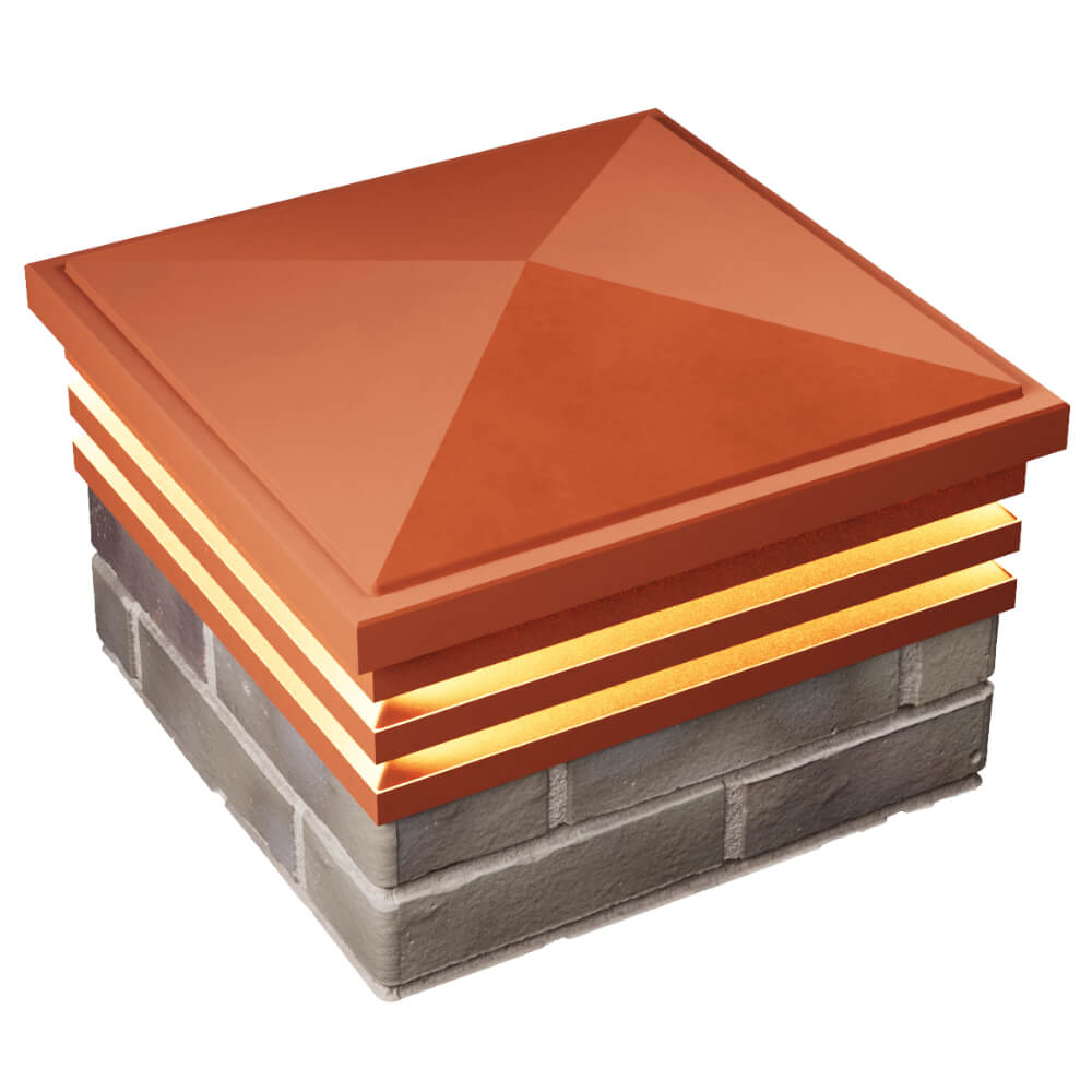 Колпак Zking Бона ХайТек Красный на столб 1.5х1.5 кирпича (385х385мм) с подсветкой в Соликамске фото