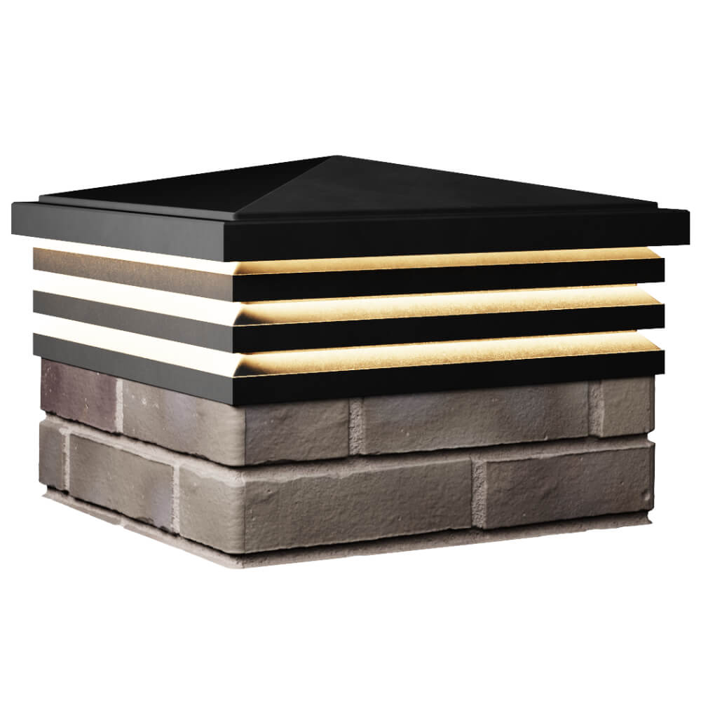 Колпак Zking Бона ХайТек Черный на столб 1.5х1.5 кирпича (385х385мм) с подсветкой в Соликамске фото