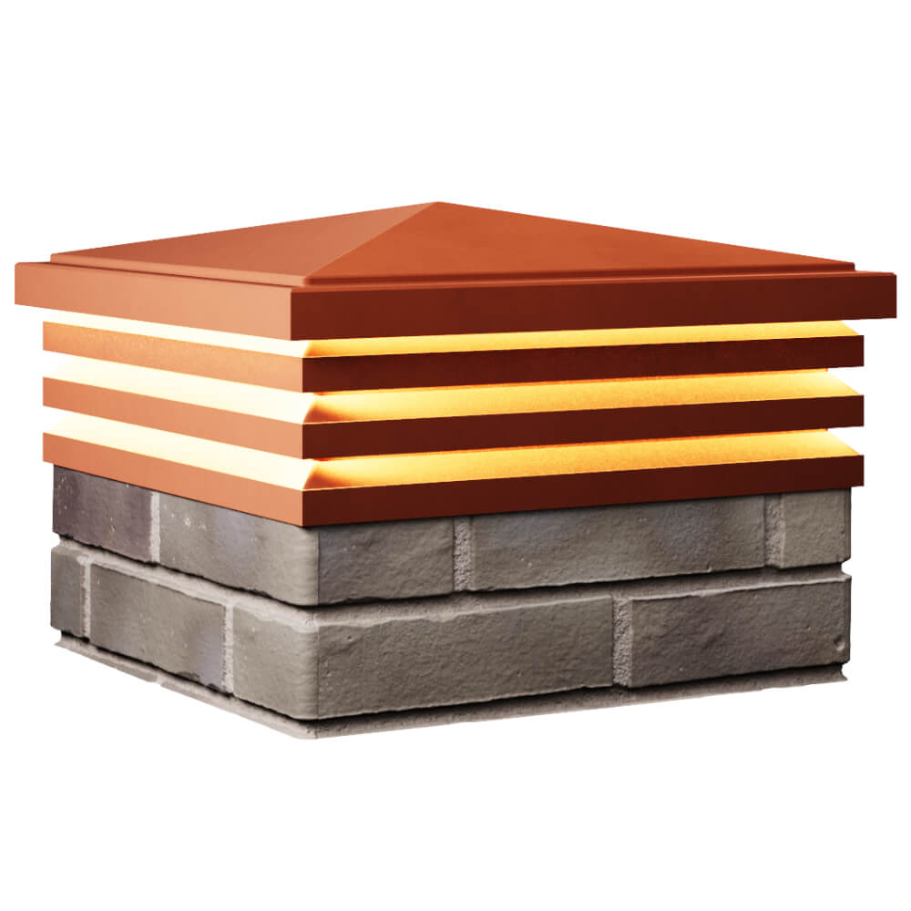 Колпак Zking Бона ХайТек Красный на столб 1.5х1.5 кирпича (385х385мм) с подсветкой в Соликамске фото