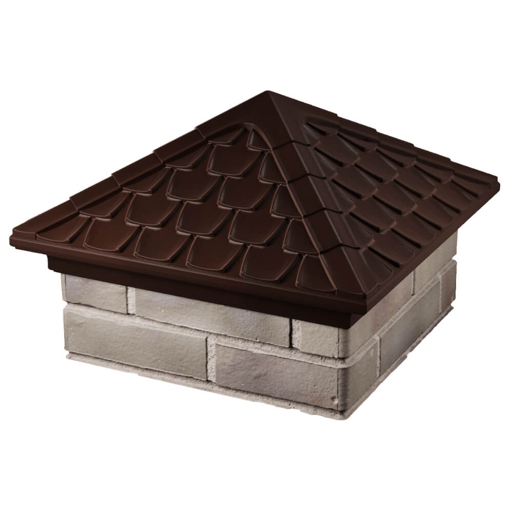 Колпак Zking Эльбрус Коричневый на столб 1.5х1.5 кирпича (385х385мм) в Соликамске фото