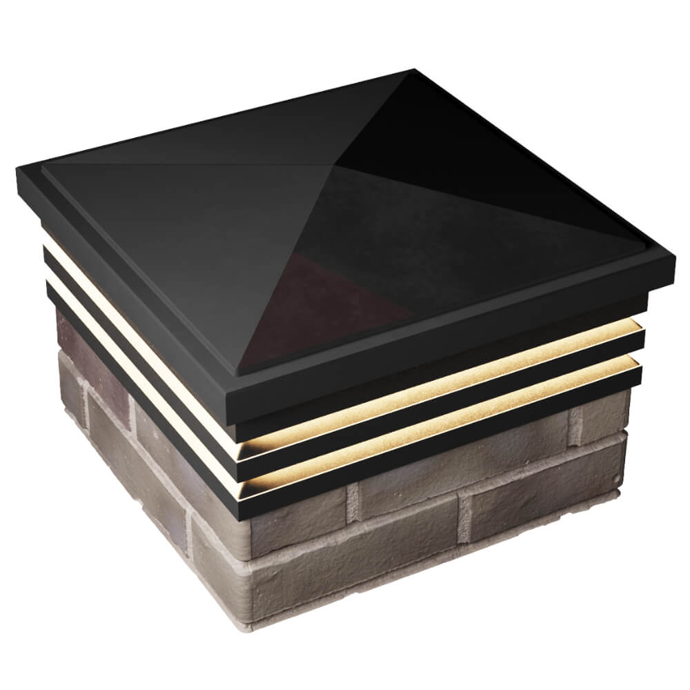 Колпак Zking Бона ХайТек Черный на столб 1.5х1.5 кирпича (385х385мм) с подсветкой в Соликамске фото