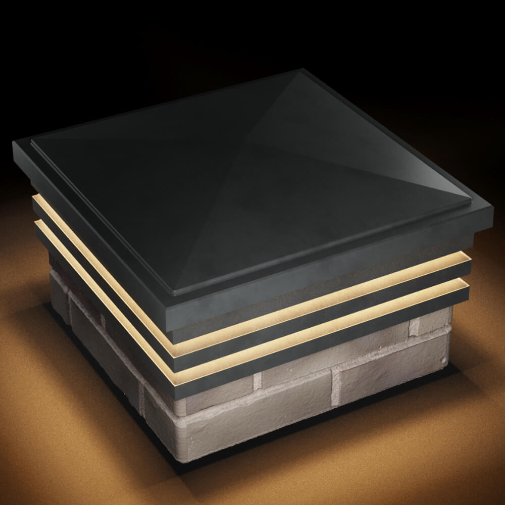 Колпак Zking Бона ХайТек Серый на столб 1.5х1.5 кирпича (385х385мм) с подсветкой в Соликамске фото