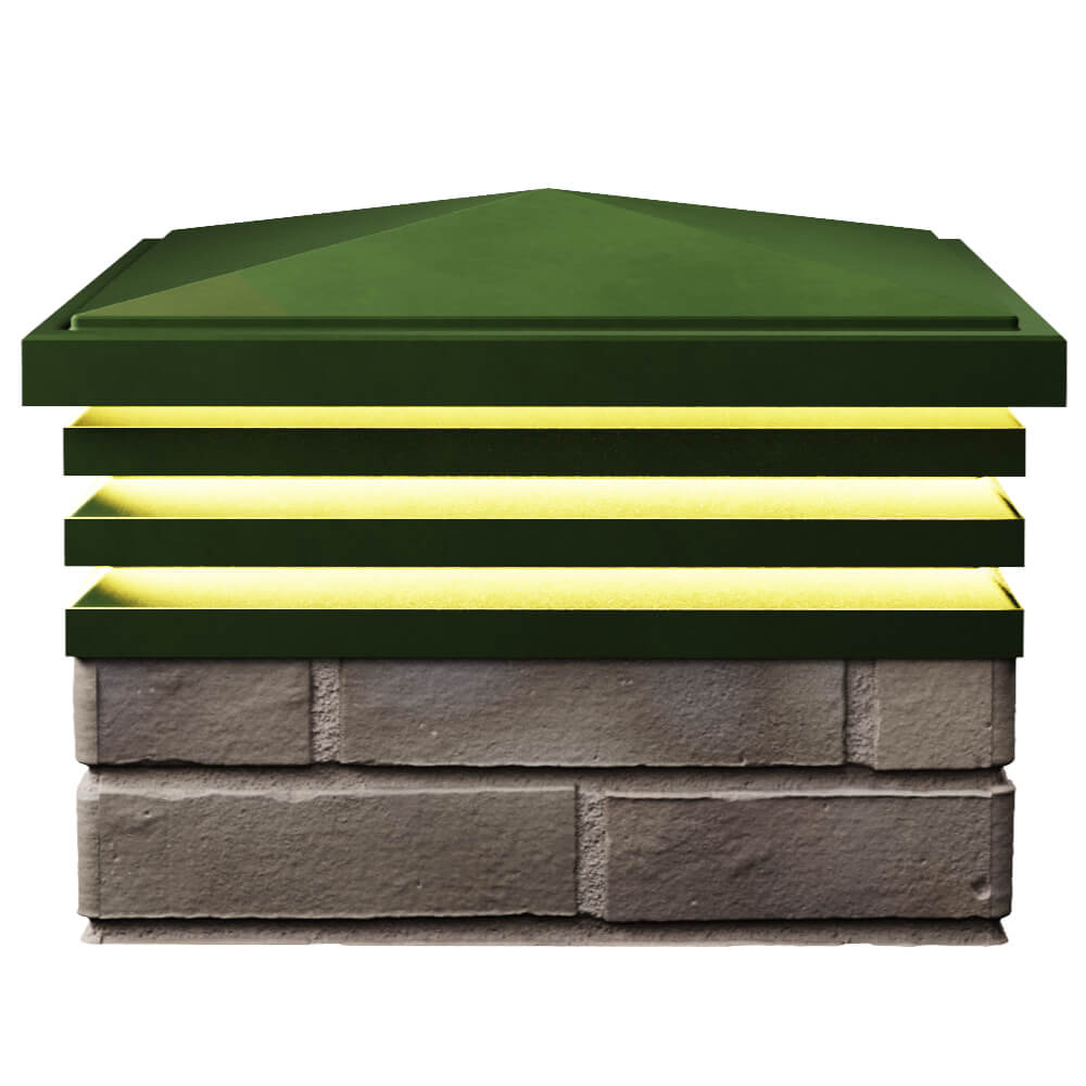 Колпак Zking Бона ХайТек Зеленый на столб 1.5х1.5 кирпича (385х385мм) с подсветкой в Соликамске фото