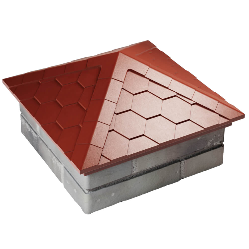 Колпак Zking Эверест Красный на столб 1.5х1.5 кирпича (390х390мм) в Соликамске фото