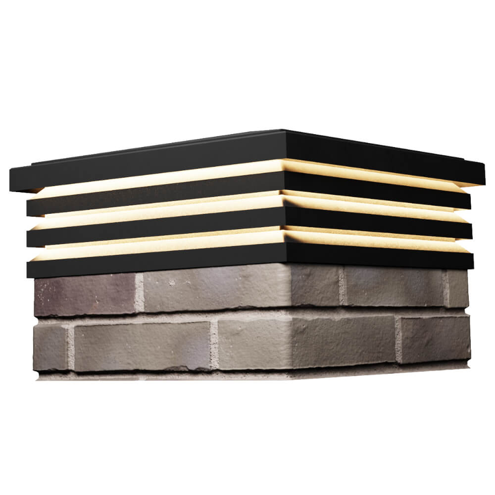 Колпак Zking Бона ХайТек Черный на столб 1.5х1.5 кирпича (385х385мм) с подсветкой в Соликамске фото