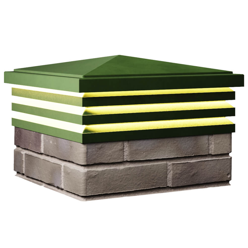 Колпак Zking Бона ХайТек Зеленый на столб 1.5х1.5 кирпича (385х385мм) с подсветкой в Соликамске фото