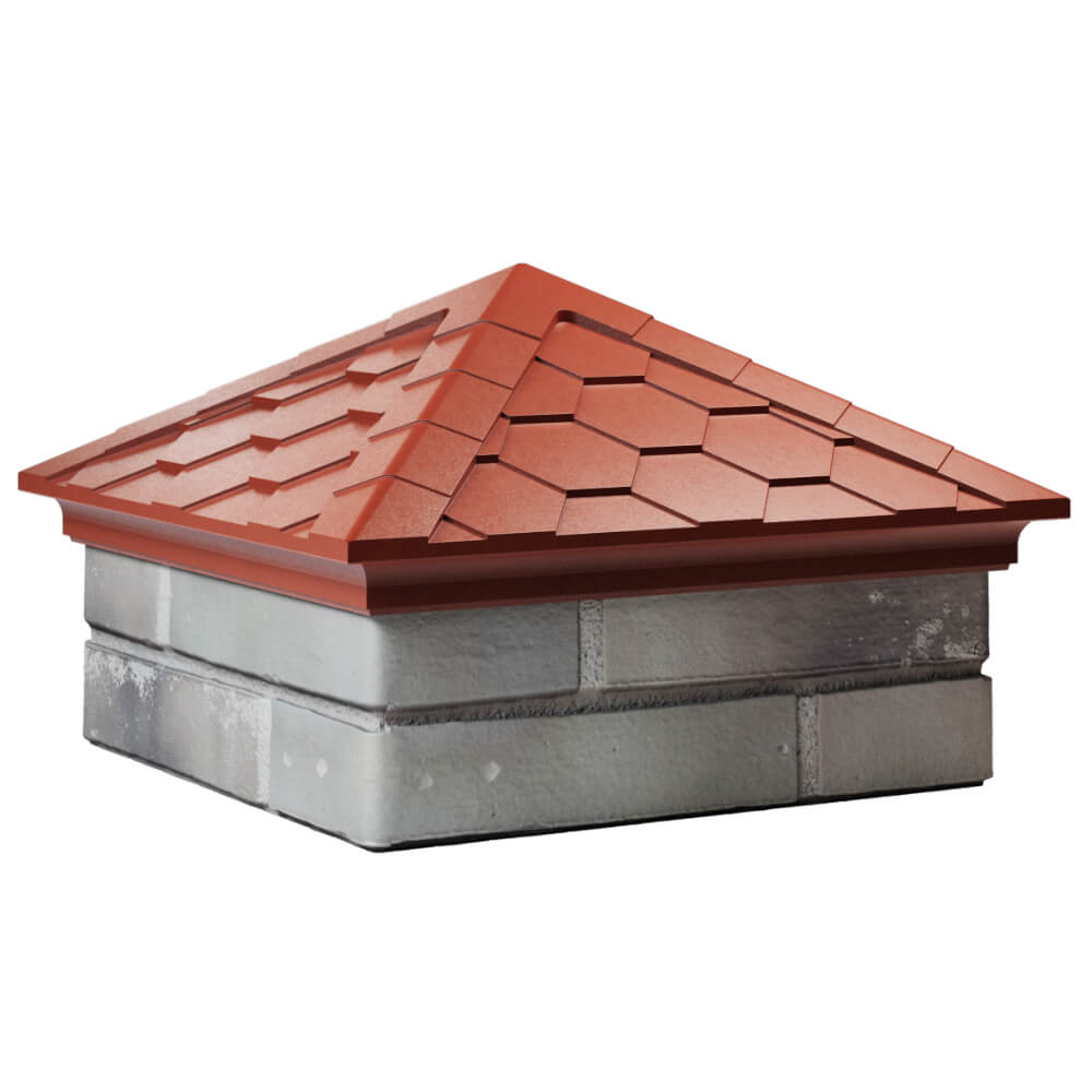 Колпак Zking Эверест Красный на столб 1.5х1.5 кирпича (390х390мм) в Соликамске фото