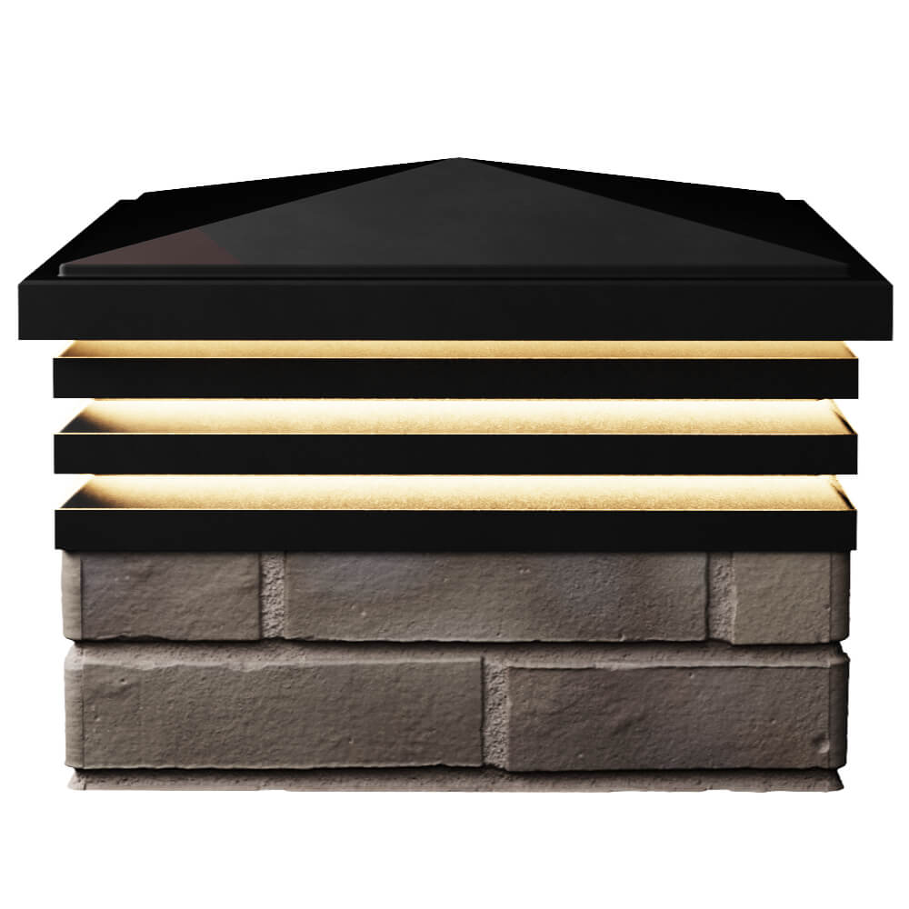 Колпак Zking Бона ХайТек Черный на столб 1.5х1.5 кирпича (385х385мм) с подсветкой в Соликамске фото