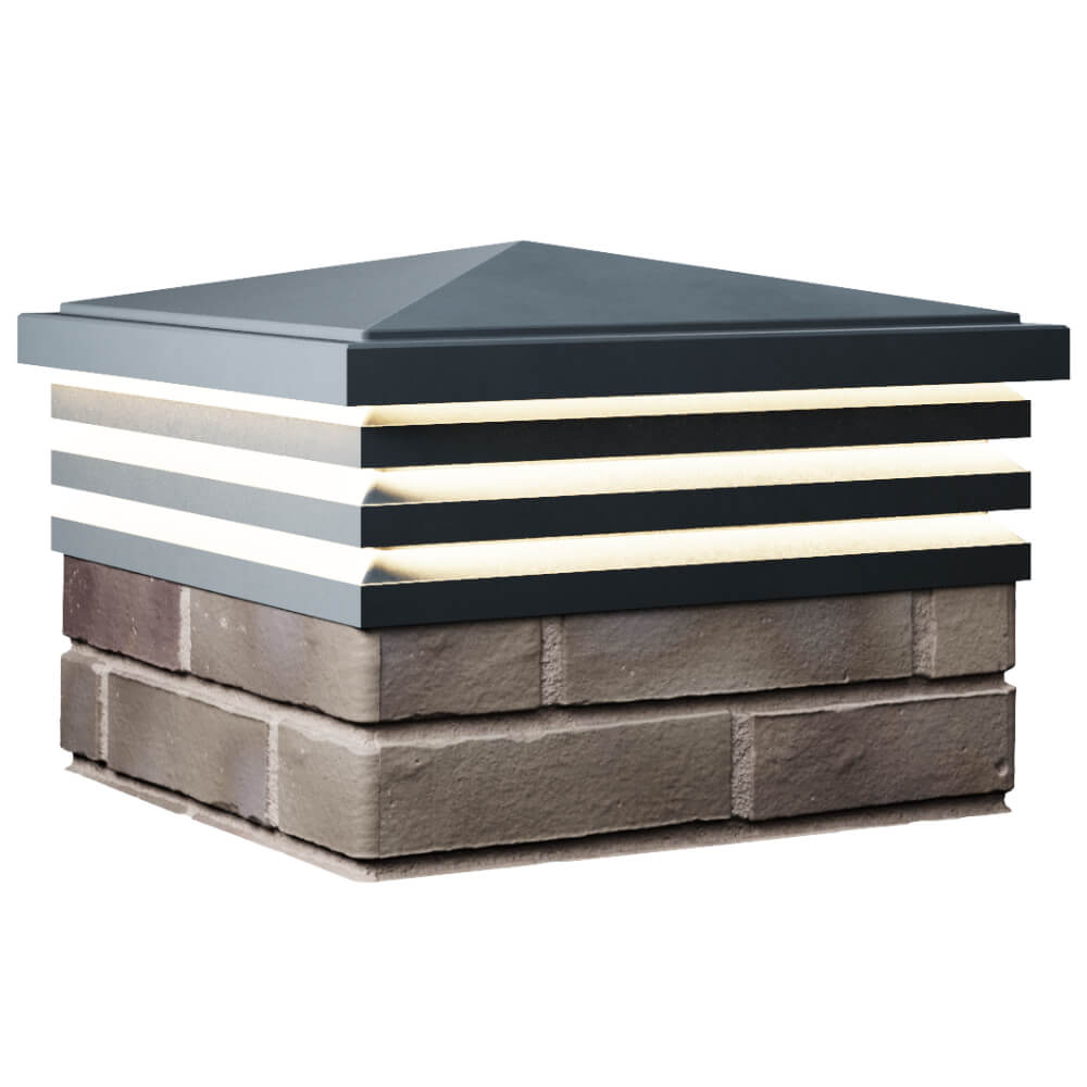 Колпак Zking Бона ХайТек Серый на столб 1.5х1.5 кирпича (385х385мм) с подсветкой в Соликамске фото