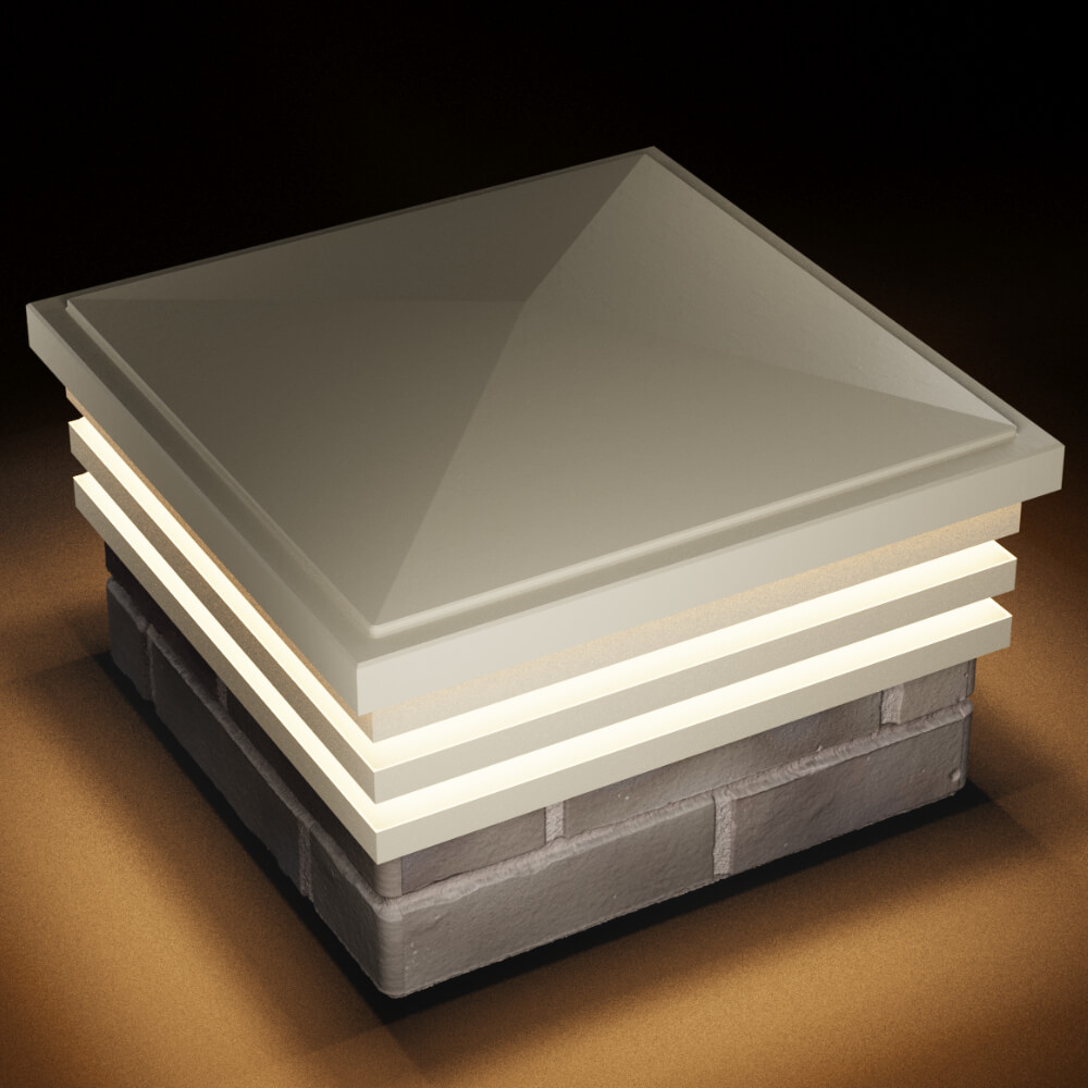 Колпак Zking Бона ХайТек Бежевый на столб 1.5х1.5 кирпича (385х385мм) с подсветкой в Соликамске фото