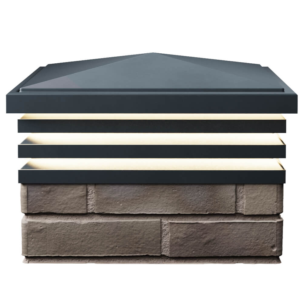 Колпак Zking Бона ХайТек Серый на столб 1.5х1.5 кирпича (385х385мм) с подсветкой в Соликамске фото