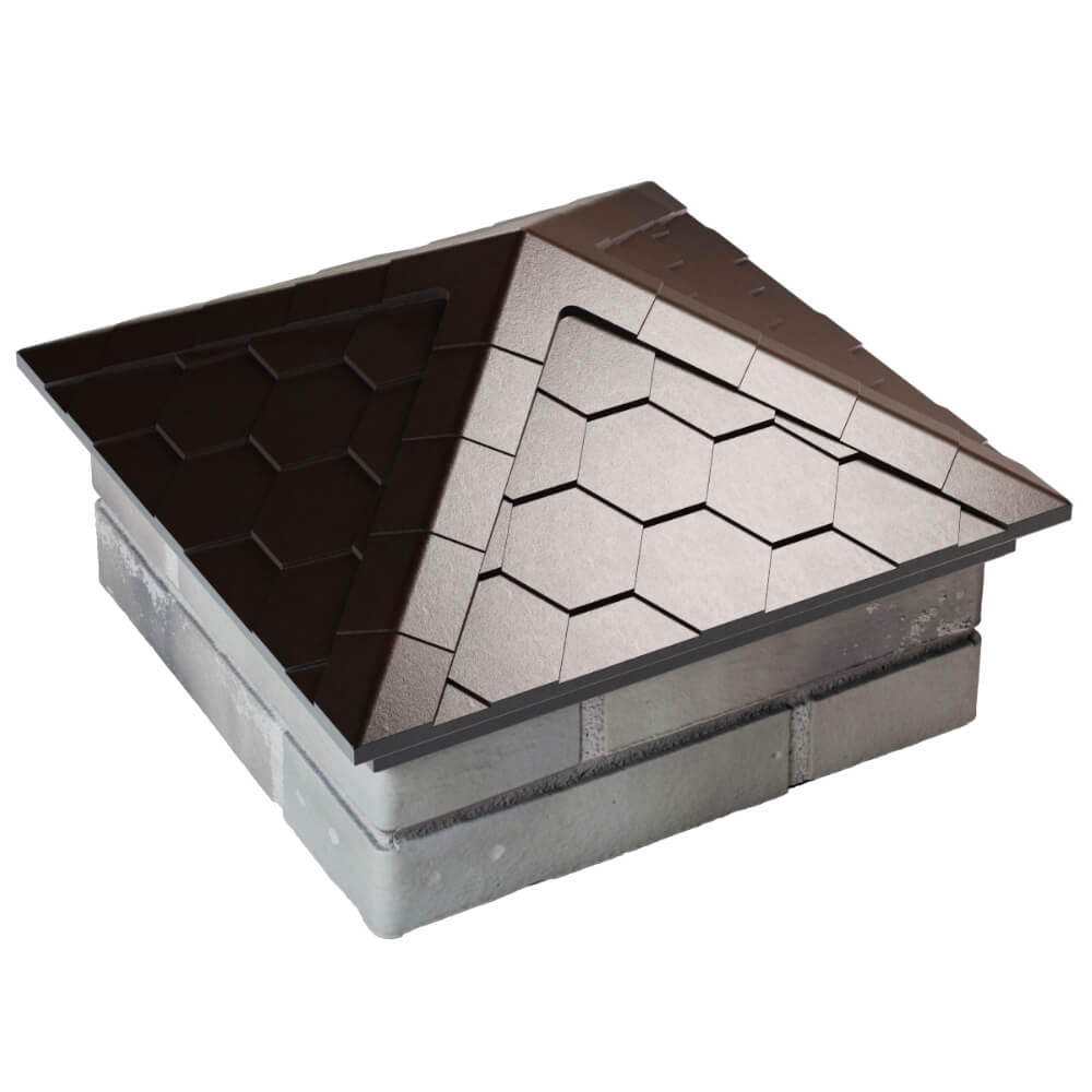 Колпак Zking Эверест Коричневый на столб 1.5х1.5 кирпича (390х390мм) в Соликамске фото