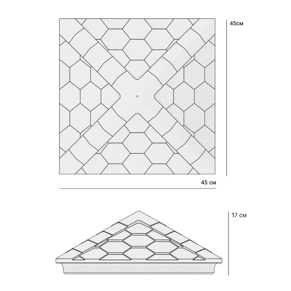 Колпак Zking Эверест Серый на столб 1.5х1.5 кирпича (390х390мм) в Соликамске фото