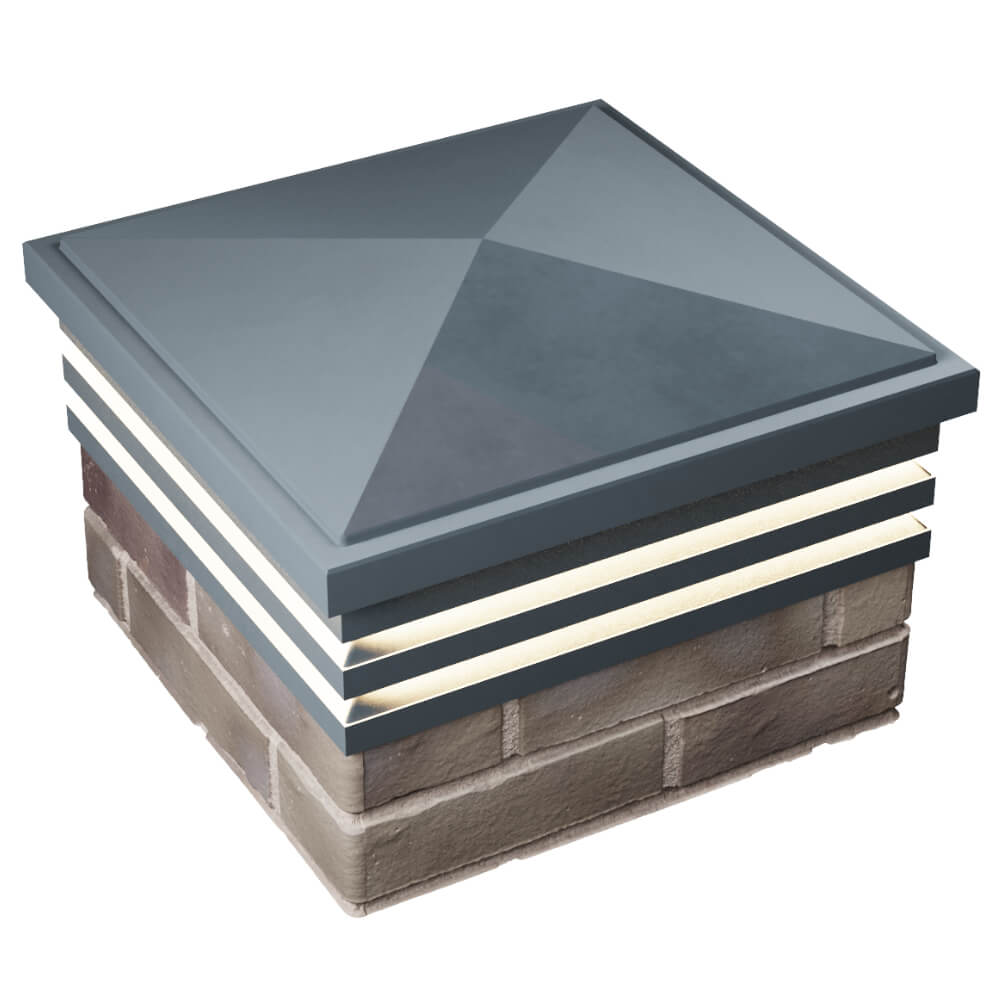 Колпак Zking Бона ХайТек Серый на столб 1.5х1.5 кирпича (385х385мм) с подсветкой в Соликамске фото