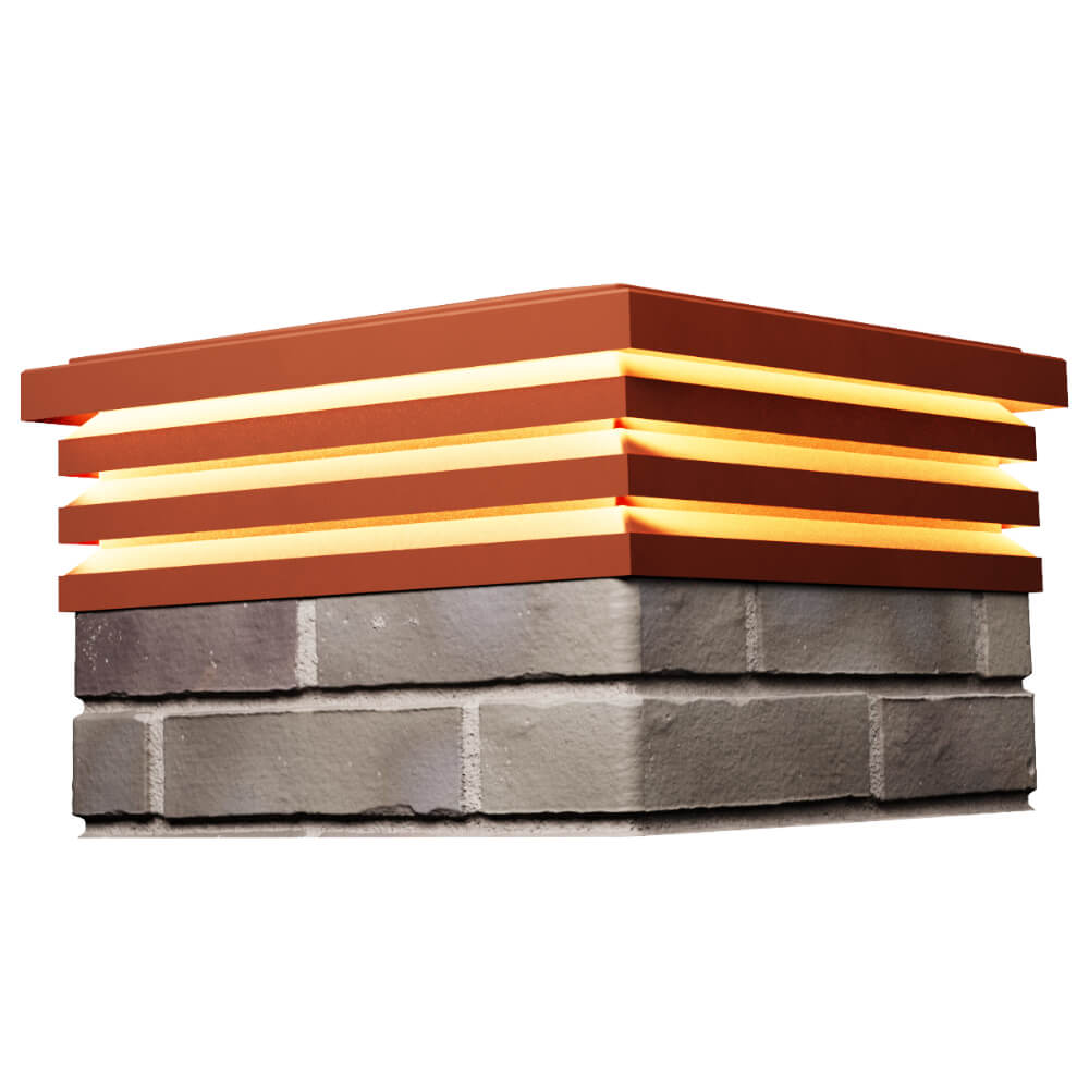 Колпак Zking Бона ХайТек Красный на столб 1.5х1.5 кирпича (385х385мм) с подсветкой в Соликамске фото