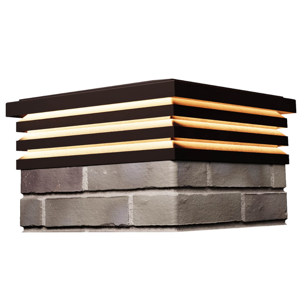 Колпак Zking Бона ХайТек Коричневый на столб 1.5х1.5 кирпича (385х385мм) с подсветкой в Соликамске фото