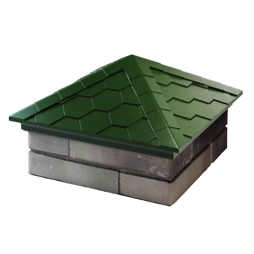 Колпак Zking Эверест Зеленый на столб 1.5х1.5 кирпича (390х390мм) в Соликамске фото