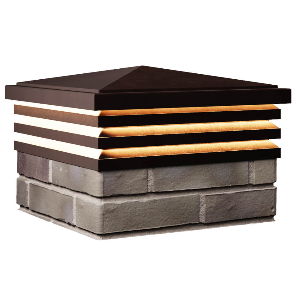 Колпак Zking Бона ХайТек Коричневый на столб 1.5х1.5 кирпича (385х385мм) с подсветкой в Соликамске фото