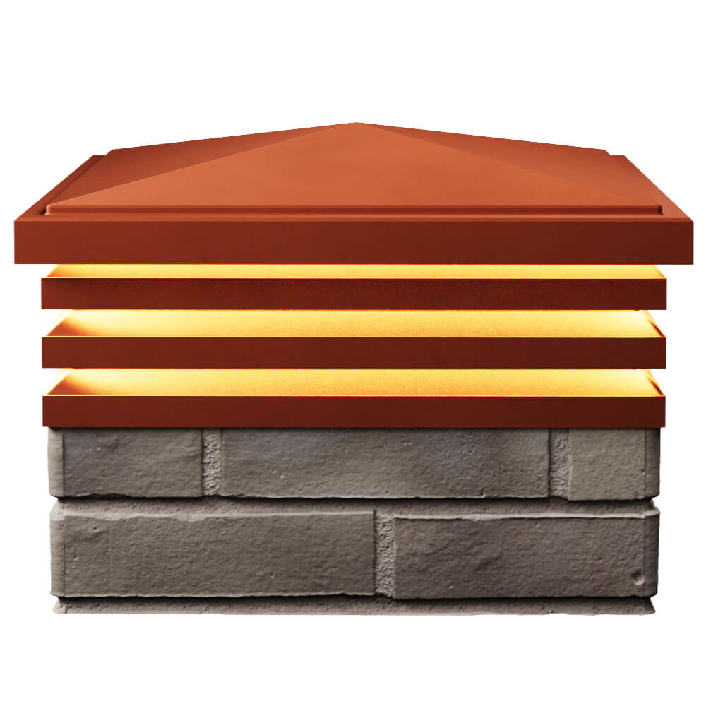 Колпак Zking Бона ХайТек Красный на столб 1.5х1.5 кирпича (385х385мм) с подсветкой в Соликамске фото