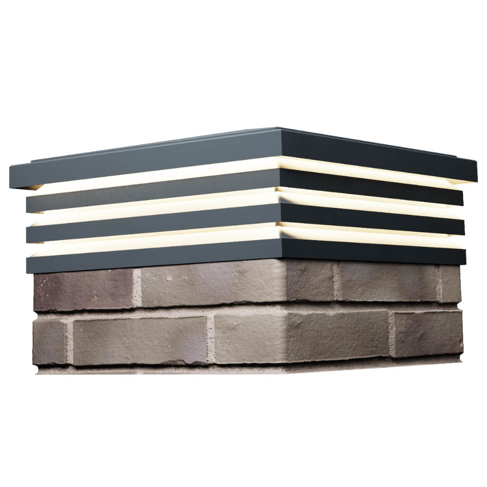 Колпак Zking Бона ХайТек Серый на столб 1.5х1.5 кирпича (385х385мм) с подсветкой в Соликамске фото