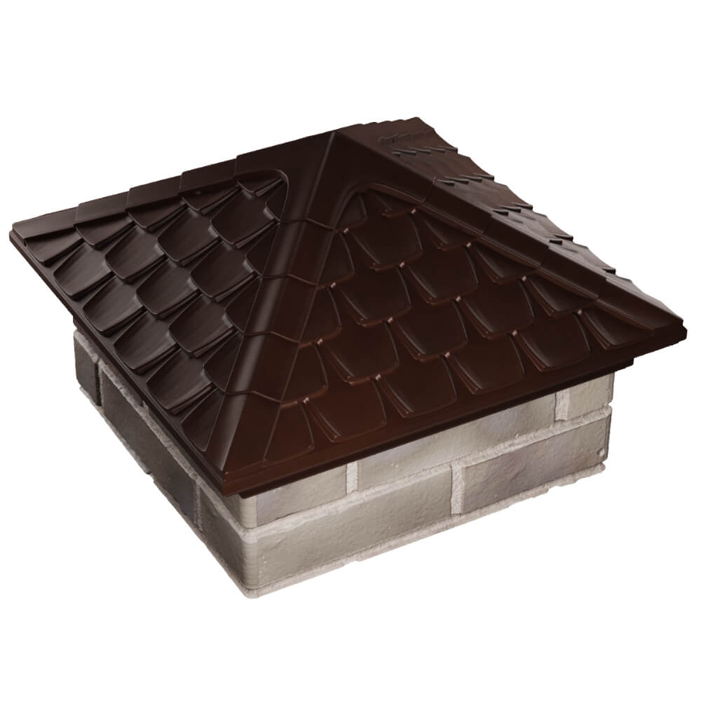 Колпак Zking Эльбрус Коричневый на столб 1.5х1.5 кирпича (385х385мм) в Соликамске фото