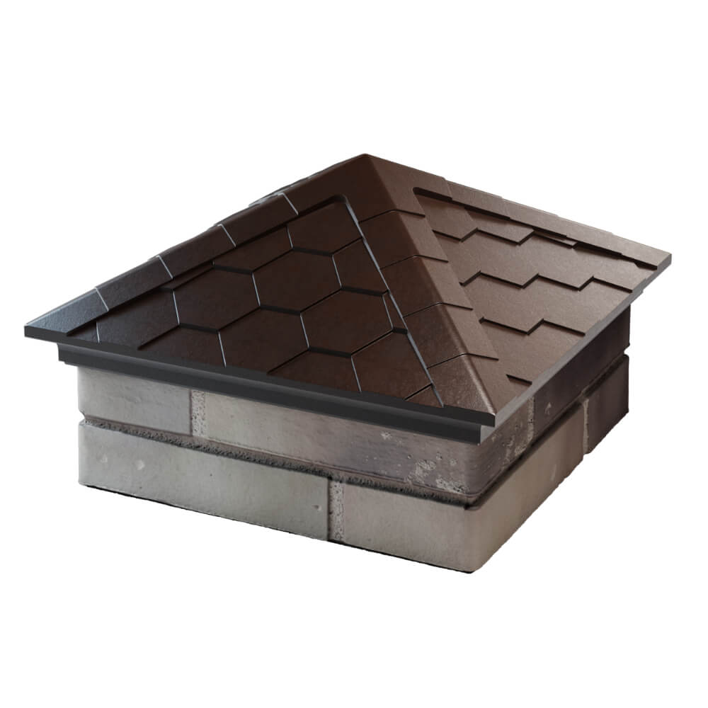 Колпак Zking Эверест Коричневый на столб 1.5х1.5 кирпича (390х390мм) в Соликамске фото
